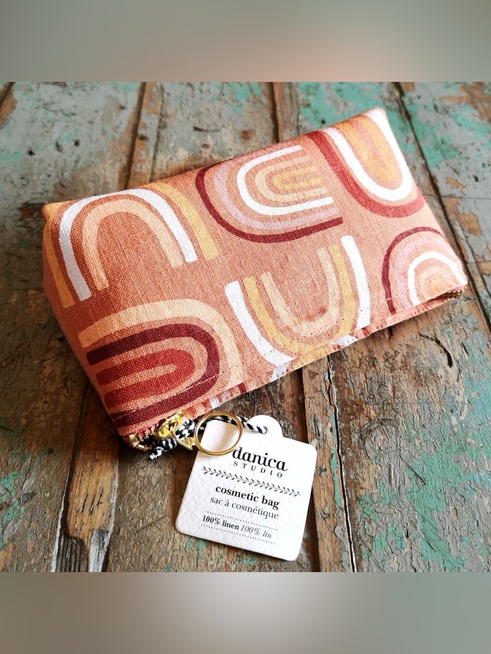 Danica Studio Linen Sunrise Cosmetic Bag, New With Tags
